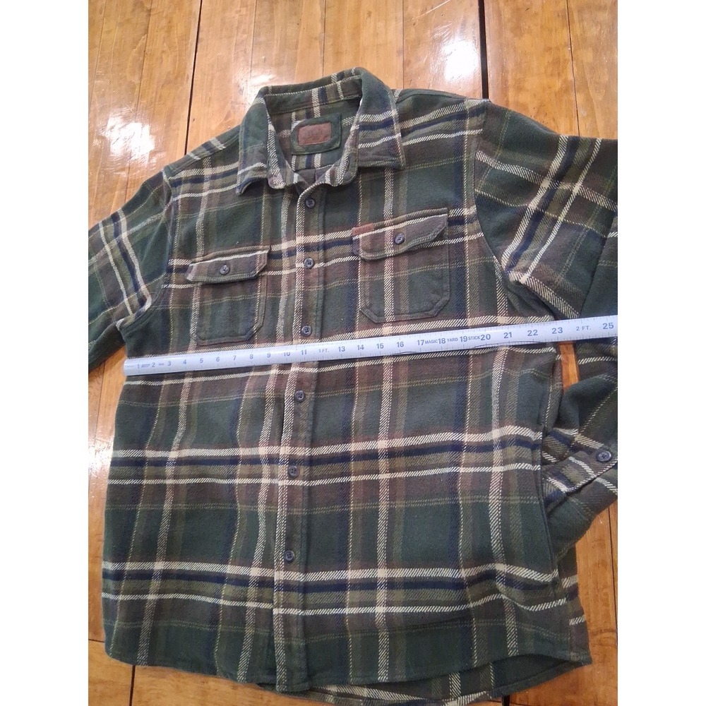 Orvis Flannel Shacket Shirt Mens XL Olive Plaid Heavyweight Outdoor Workwear - Picture 5 of 6